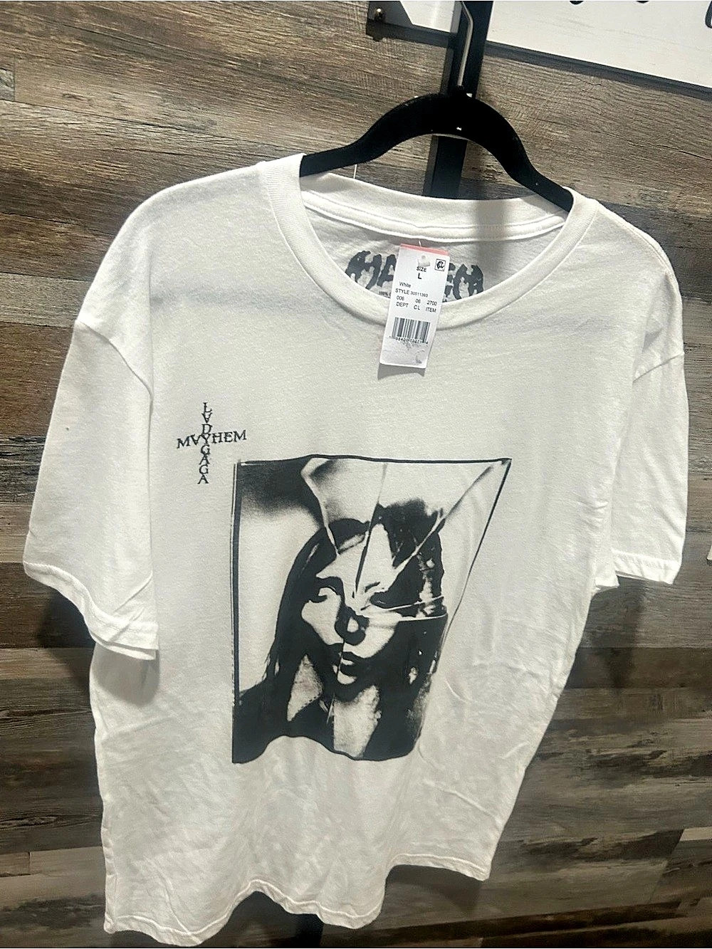 Lady Gaga Graphic Tee in White & Black Size Large NWT